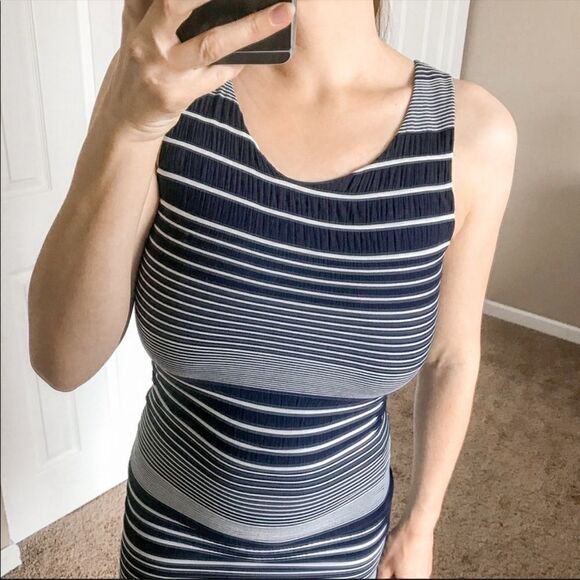 Anthro Maeve Edisto Column Midi Dress Striped Blue XS - Picture 4 of 10